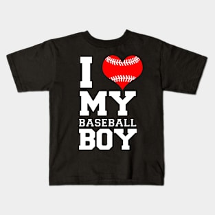 I Love My Baseball Boy Kids T-Shirt